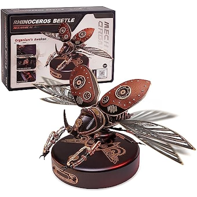 GIFT FOR TEEN BOYS/MEN/HOBBYIST, BIRTHDAY GIFT IDEA, MI01 PLASTIC MODEL KIT, 156 PIECES MECHANICAL 3D PUZZLES, RHINOCEROS BEETLE MODEL BUILDING KITS - Image 1